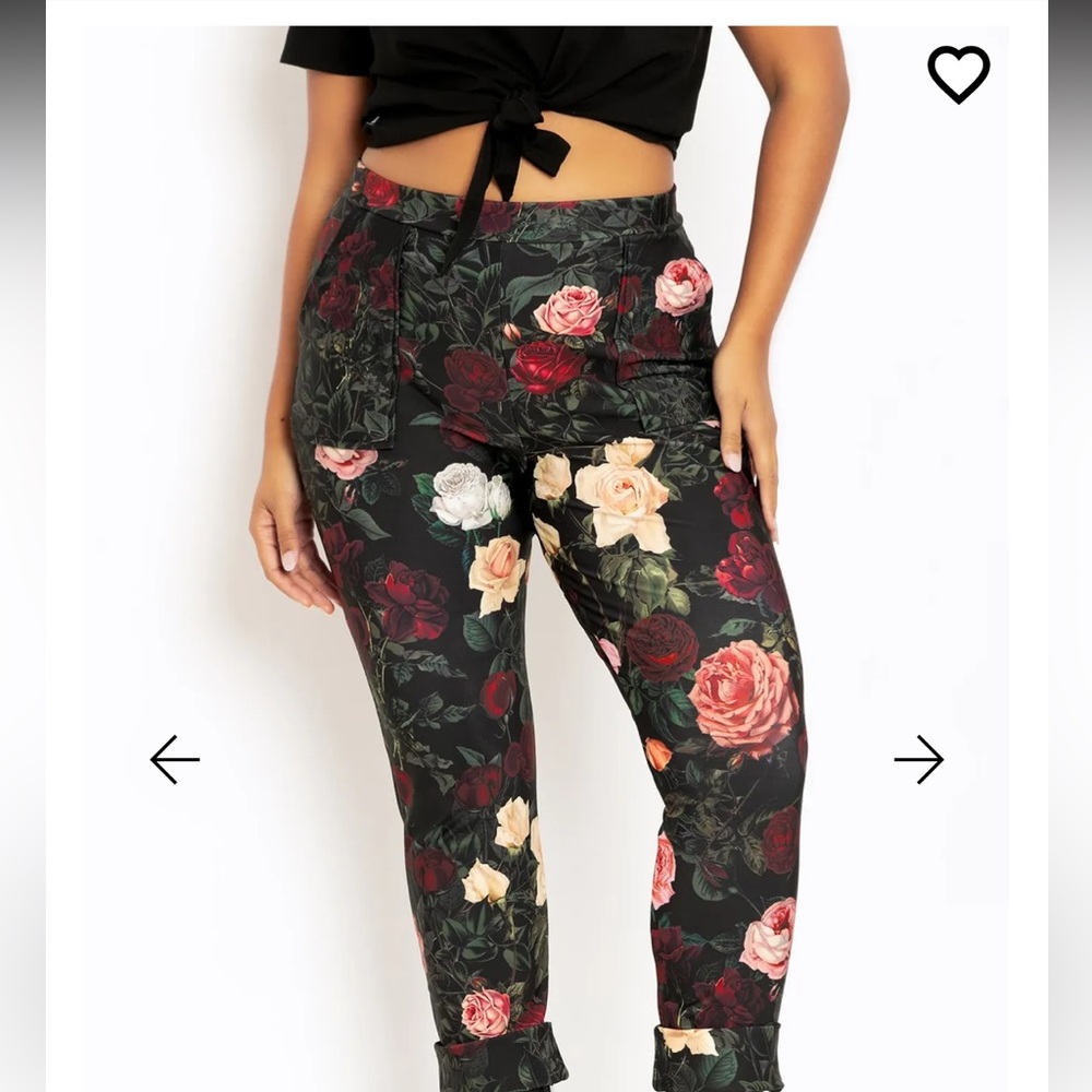 Blackmilk Dark Roses Cuffed Pants